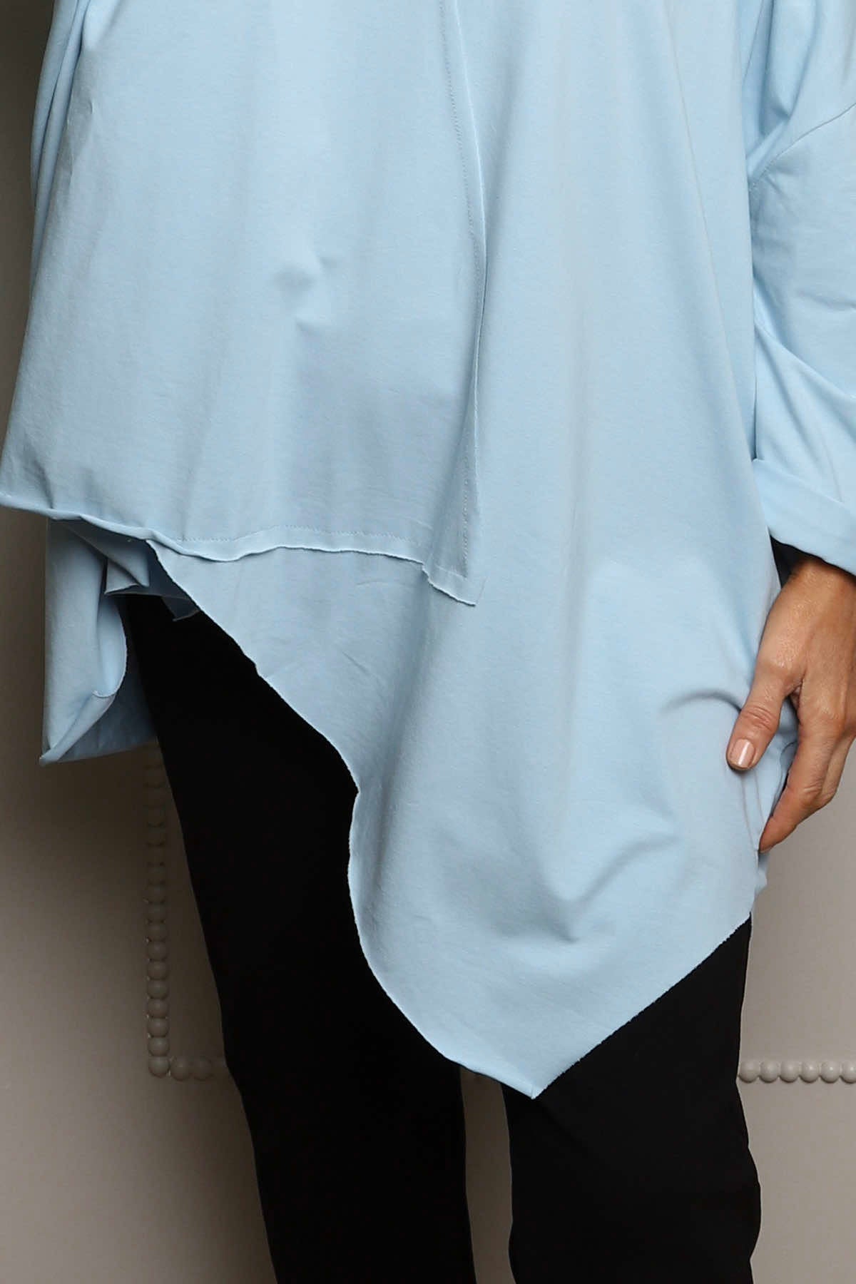 Jodie Dip Side Cotton Top Light Blue