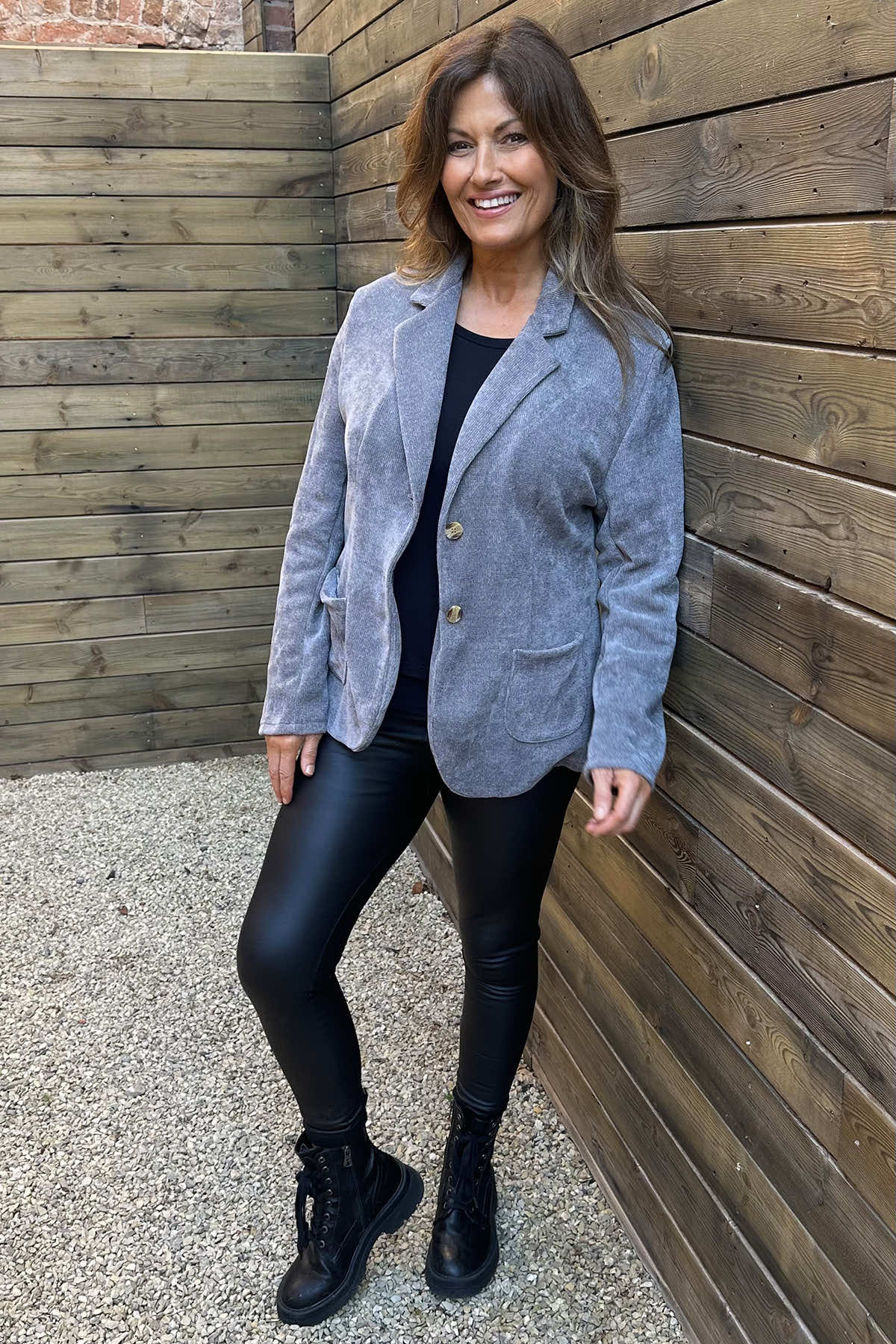 Stephanie Cord Jacket Grey