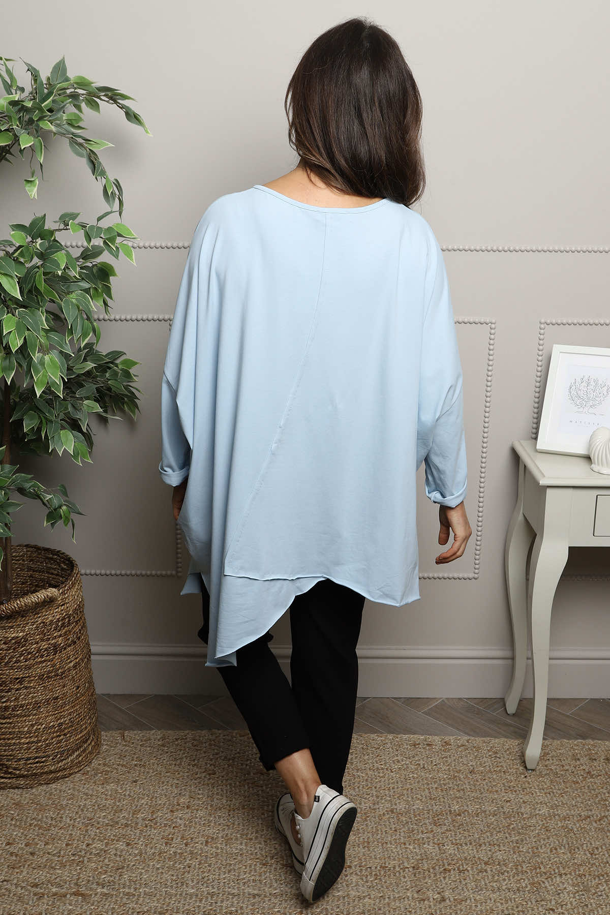 Jodie Dip Side Cotton Top Light Blue