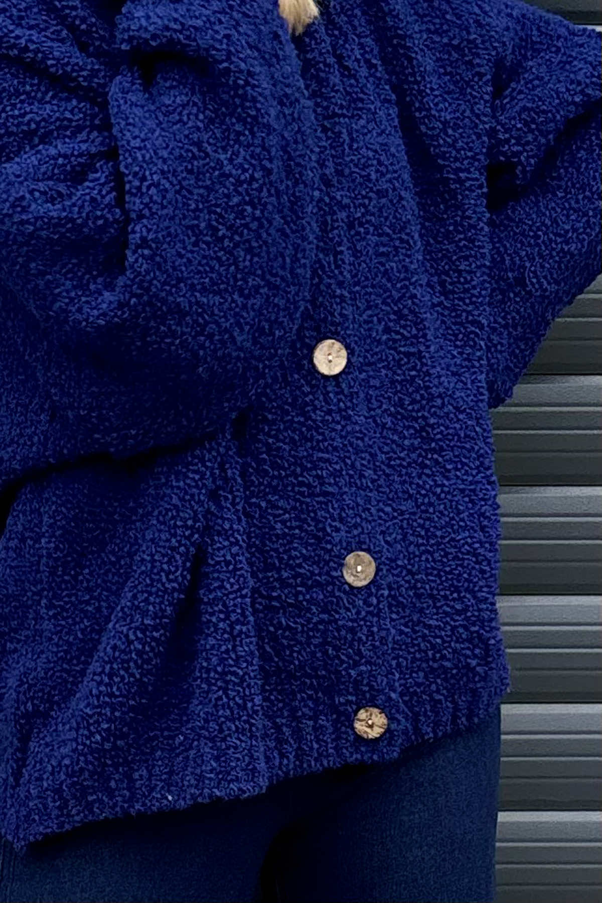 Joelle Hooded Boucle Cardigan Royal Blue