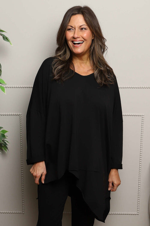 Jodie Dip Side Cotton Top Black - Image 1