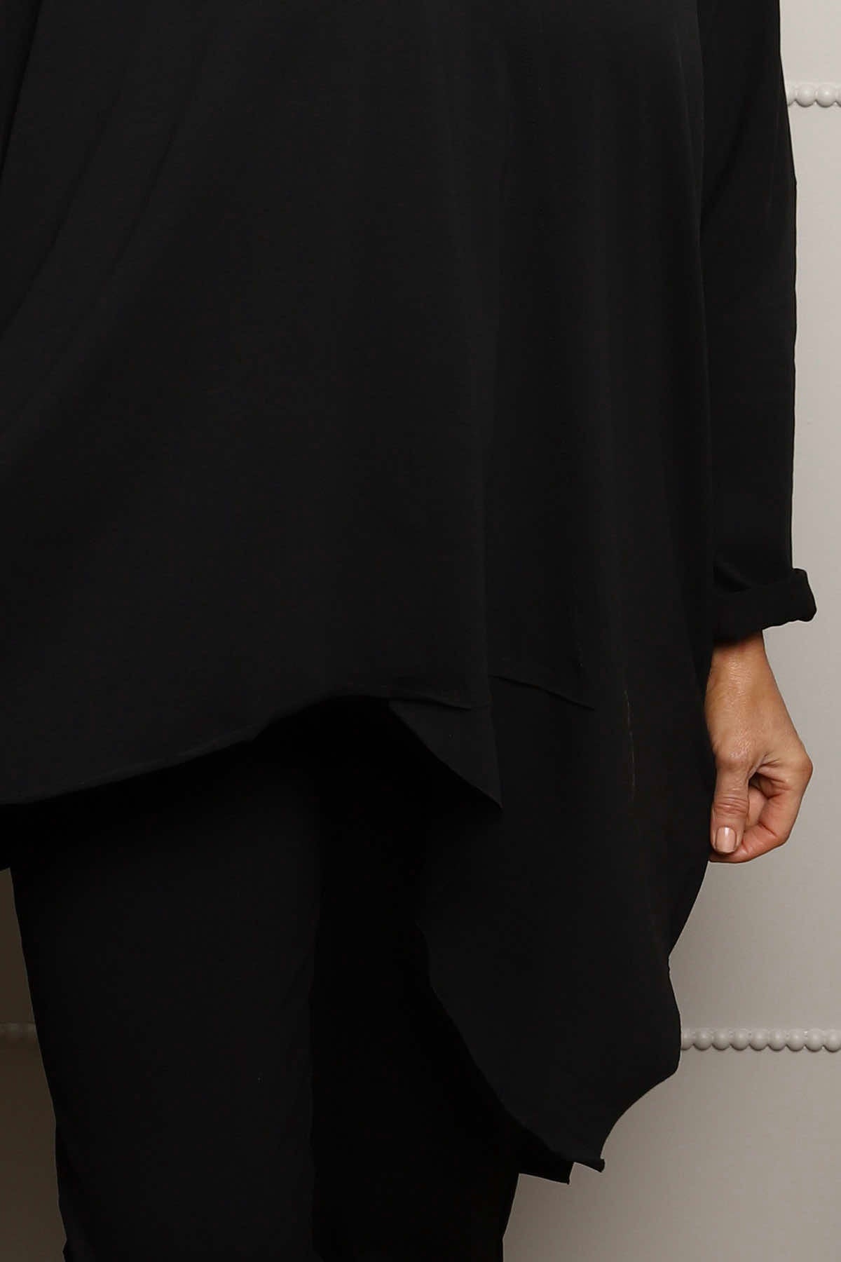 Jodie Dip Side Cotton Top Black
