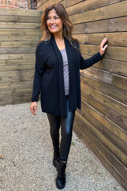 Eadie Drape Front Cardigan Black