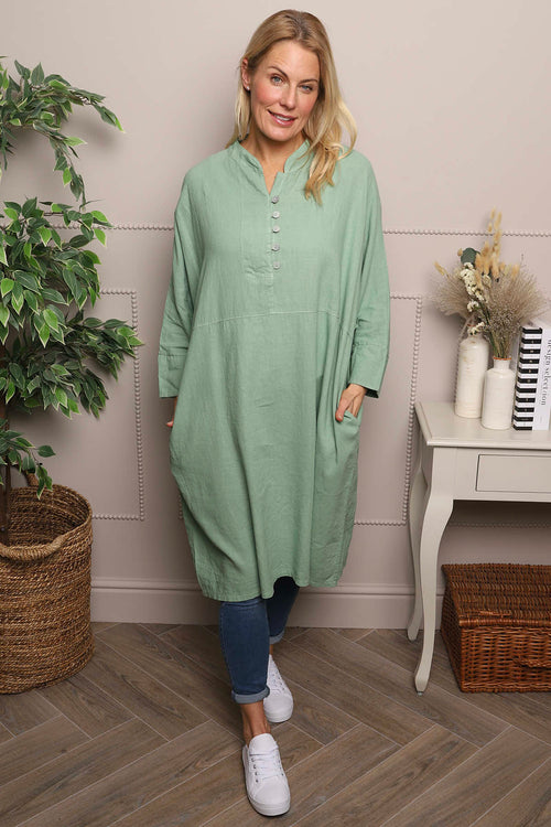 Helena Linen Dress Green - Image 2