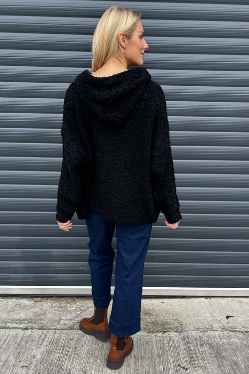 Joelle Hooded Boucle Cardigan Black - Image 4