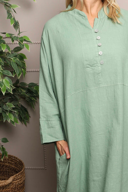 Helena Linen Dress Green - Image 3