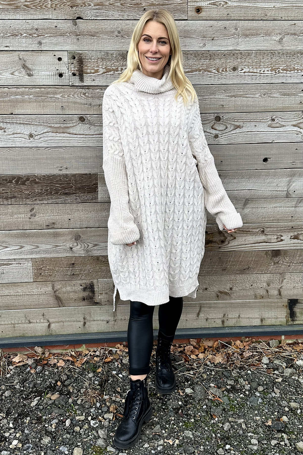 Clover Cable Knit Tunic Stone