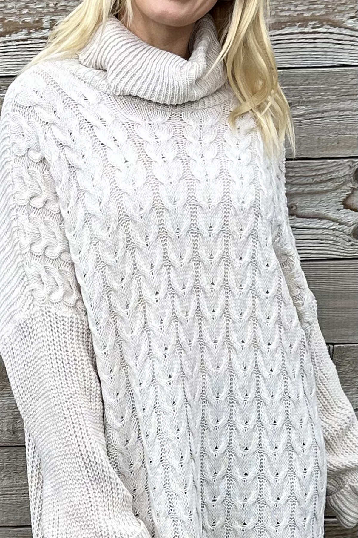 Clover Cable Knit Tunic Stone