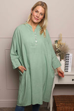 Helena Linen Dress Green Green - Helena Linen Dress Green