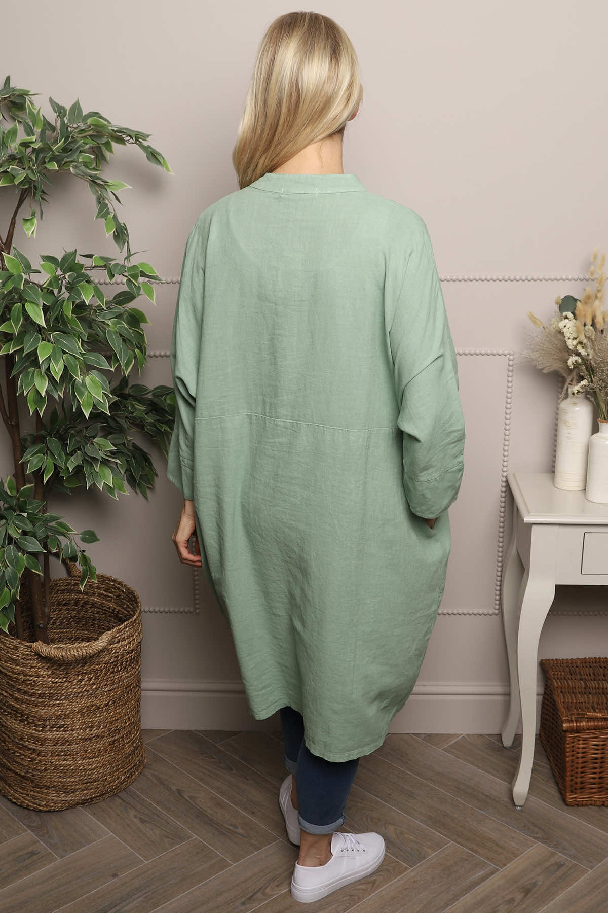 Helena Linen Dress Green