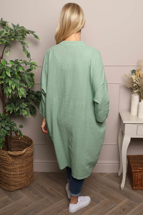 Helena Linen Dress Green - Image 4