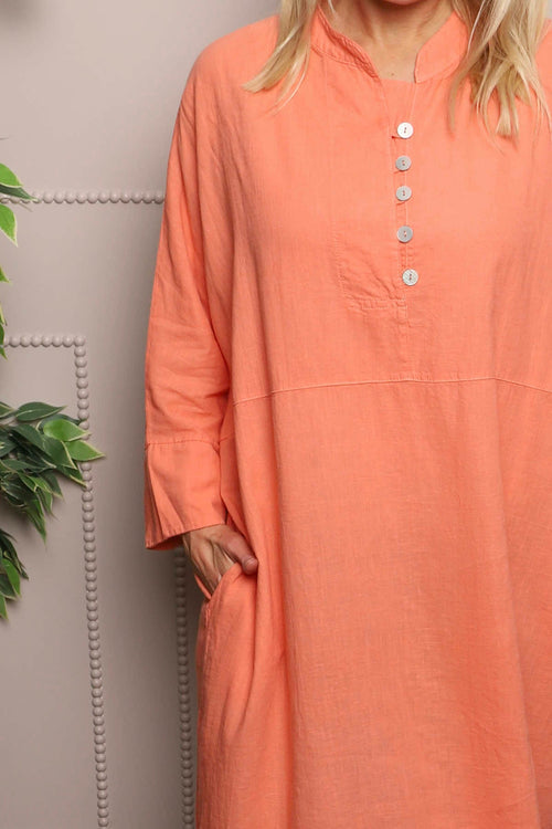 Helena Linen Dress Orange - Image 3