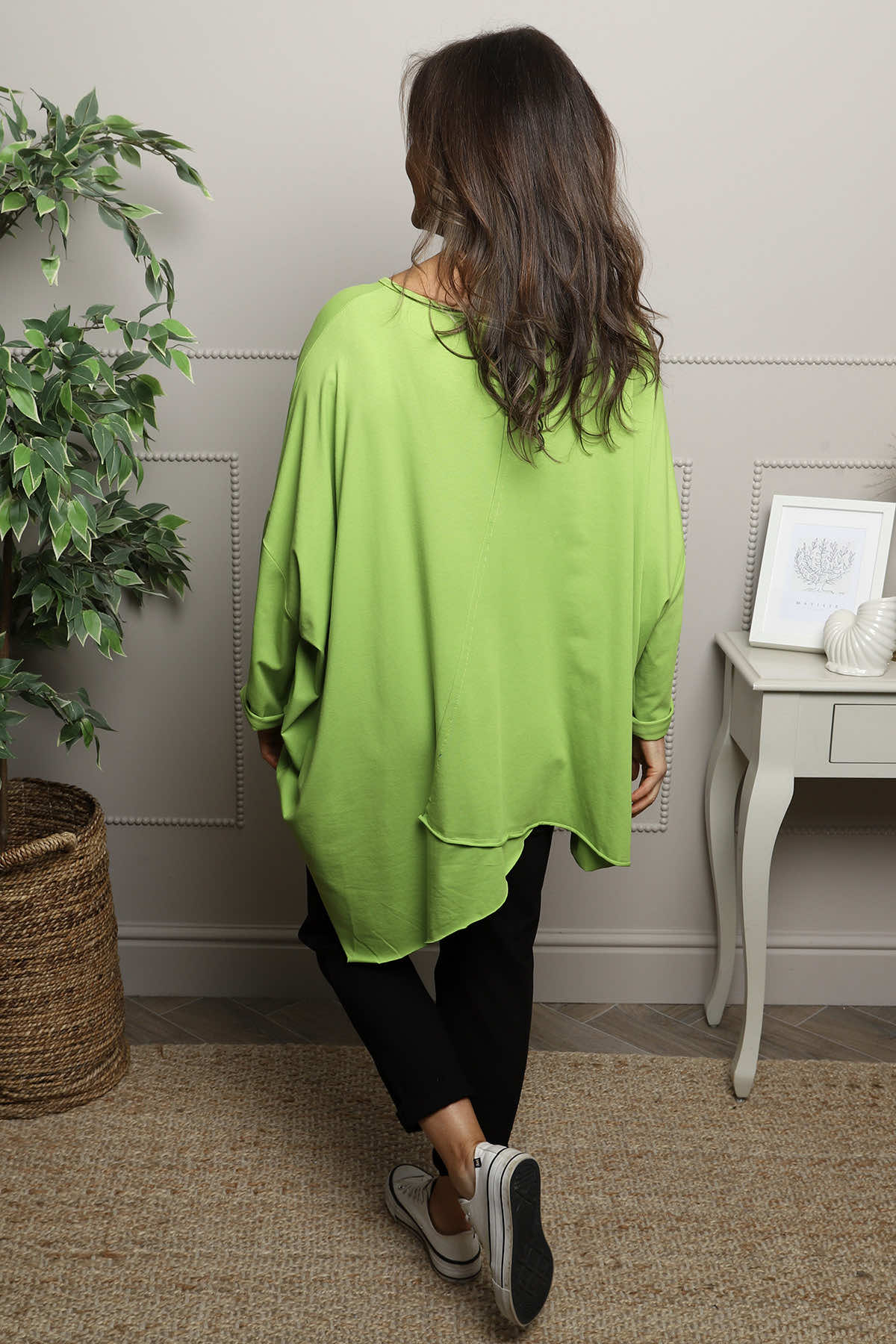 Jodie Dip Side Cotton Top Lime