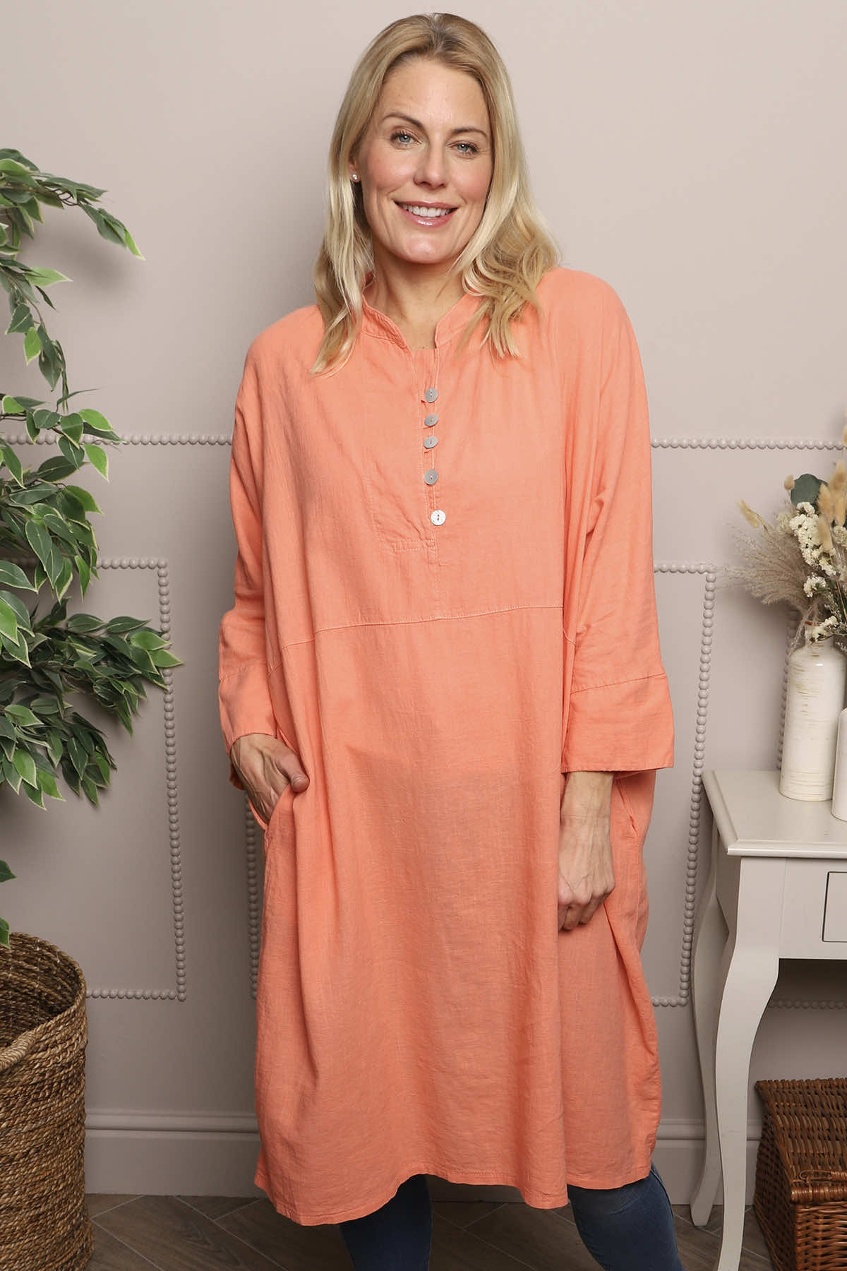 Helena Linen Dress Orange