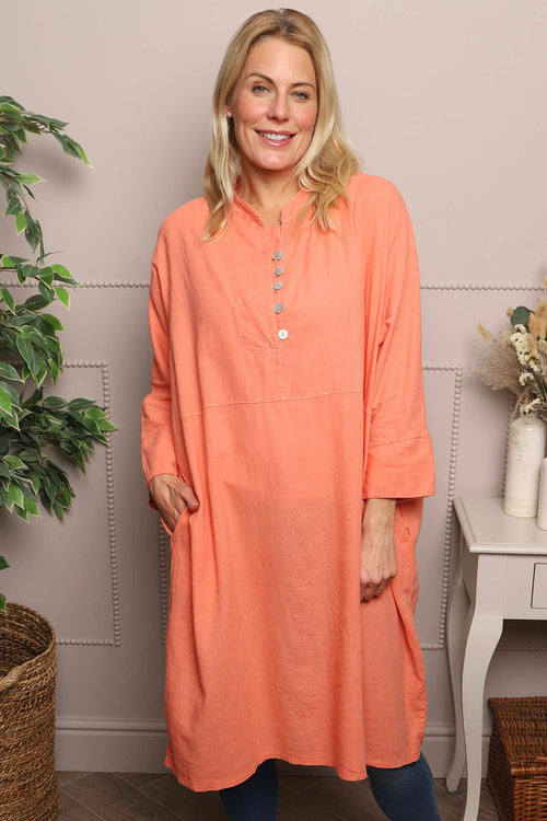 Helena Linen Dress Orange - Image 2