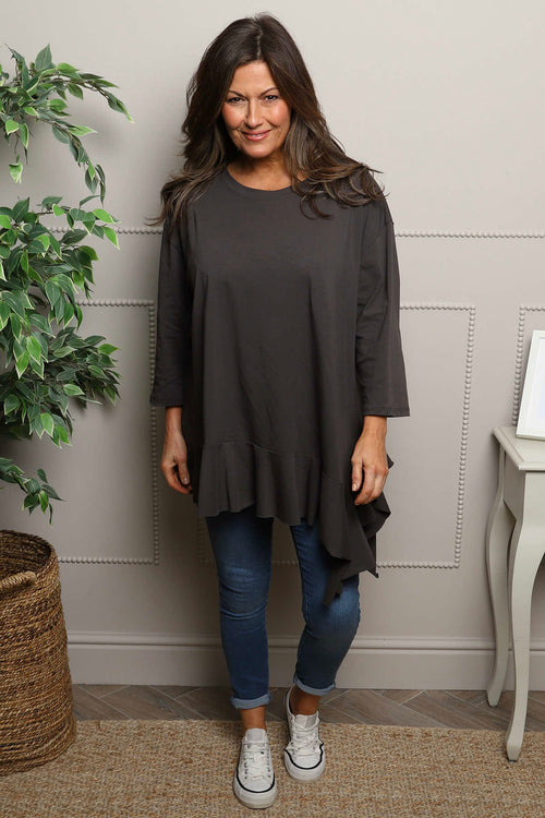 Carey Frill Cotton Top Charcoal - Image 2