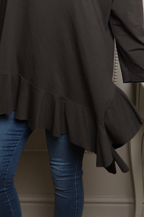 Carey Frill Cotton Top Charcoal - Image 4