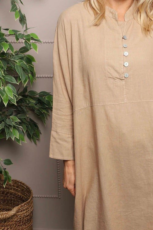 Helena Linen Dress Camel - Image 3