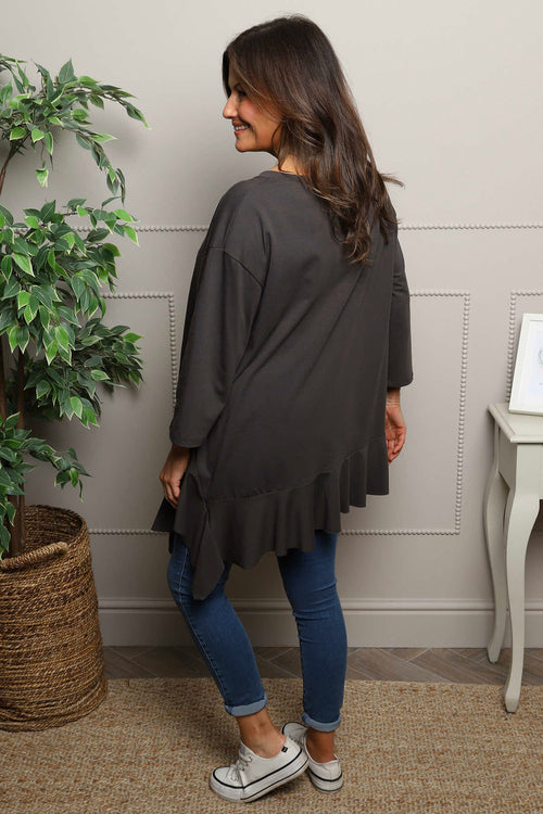 Carey Frill Cotton Top Charcoal - Image 3