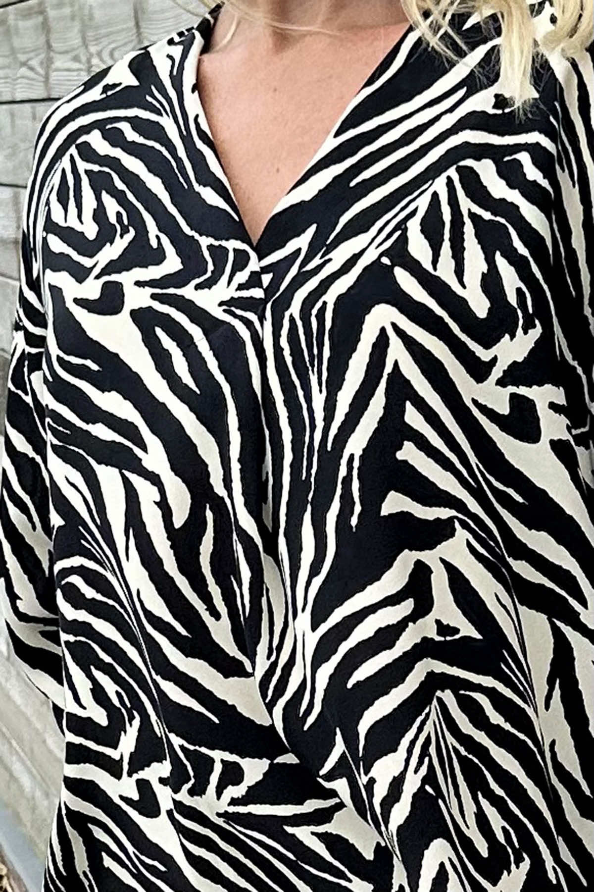 Pippa Zebra Print Top Stone