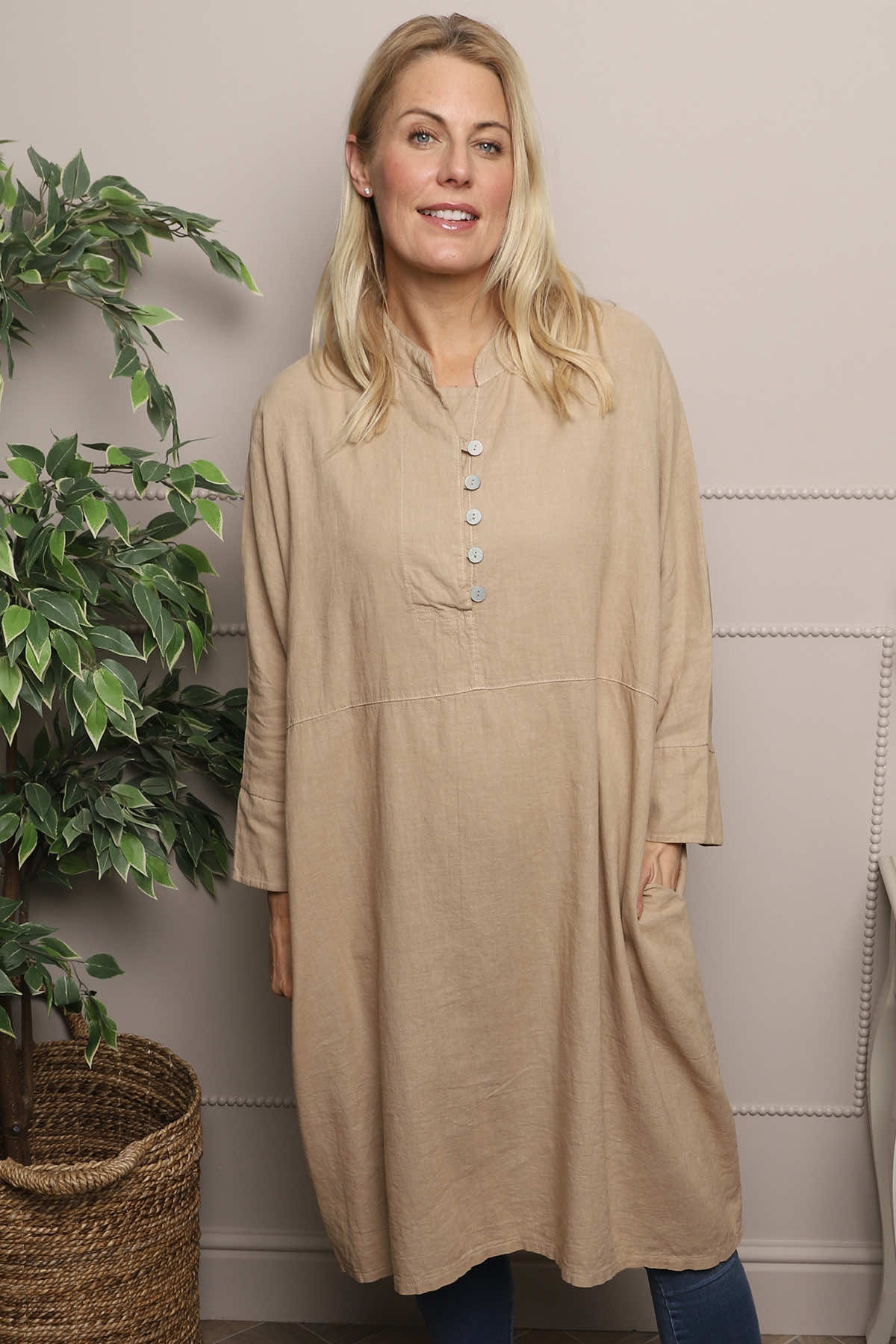 Helena Linen Dress Camel