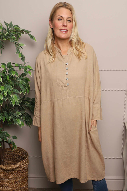 Helena Linen Dress Camel - Image 2