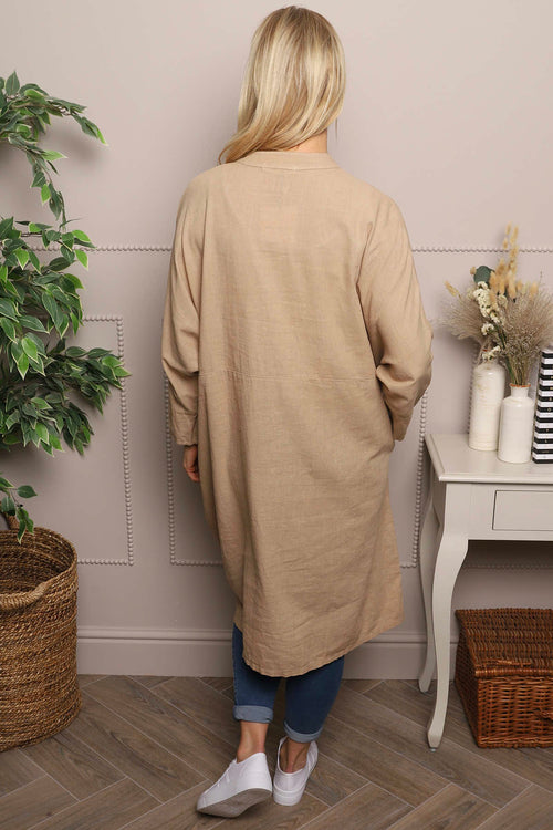 Helena Linen Dress Camel - Image 4