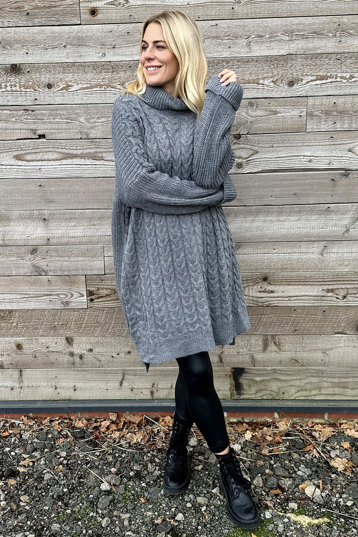 Clover Cable Knit Tunic Grey