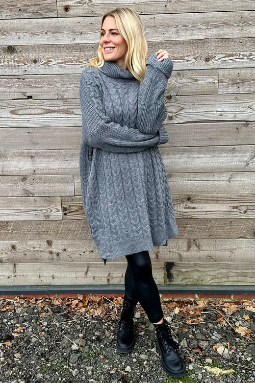 Clover Cable Knit Tunic Grey - Image 2