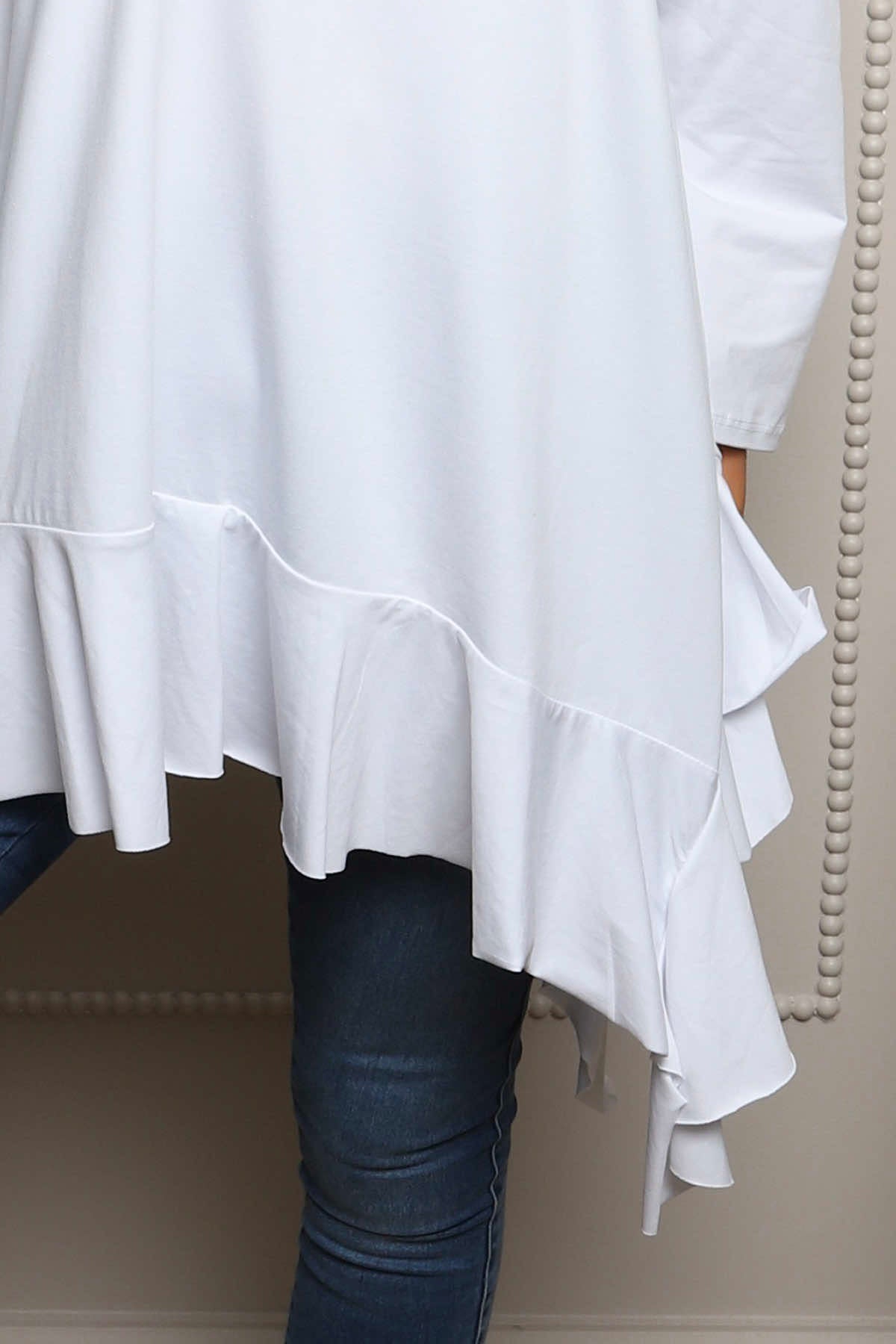 Carey Frill Cotton Top White