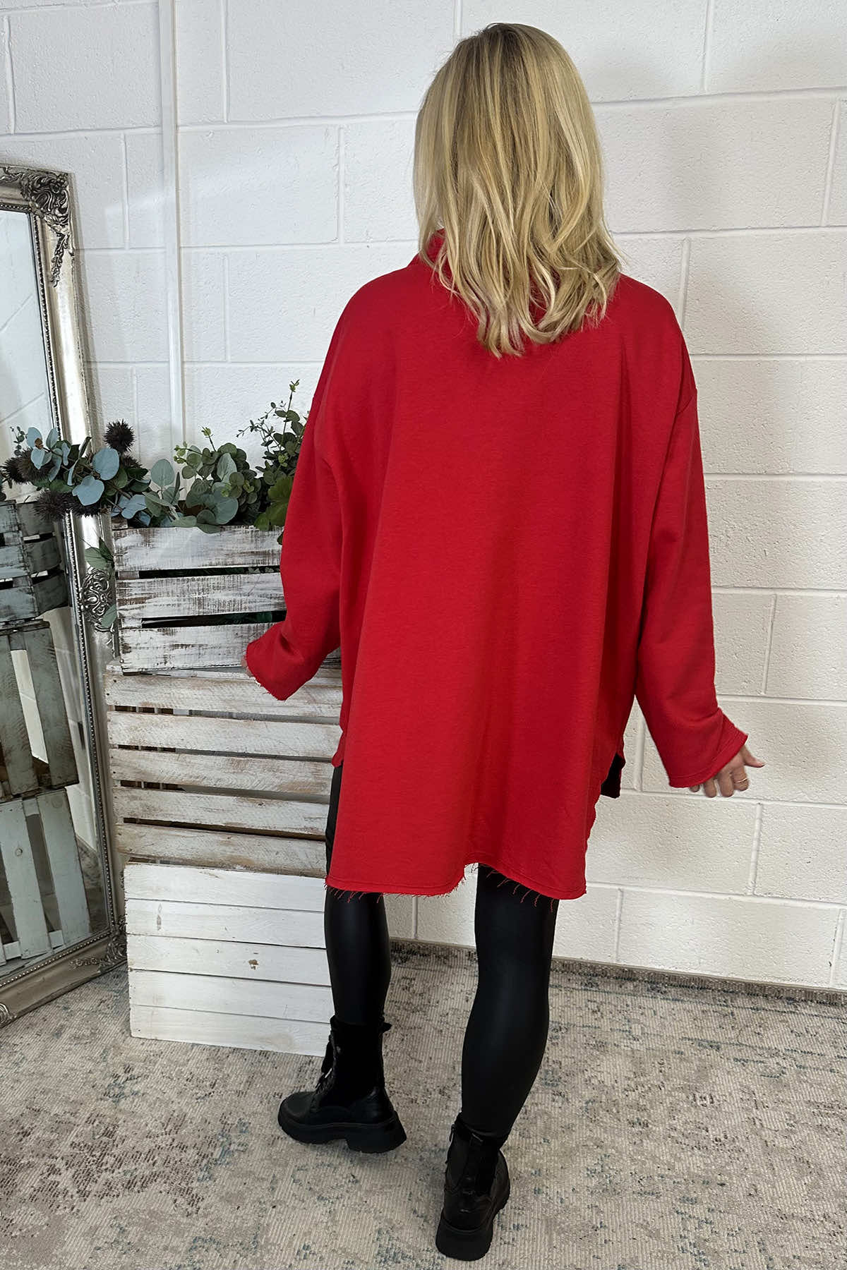 Katherine Cowl Pocket Top Red