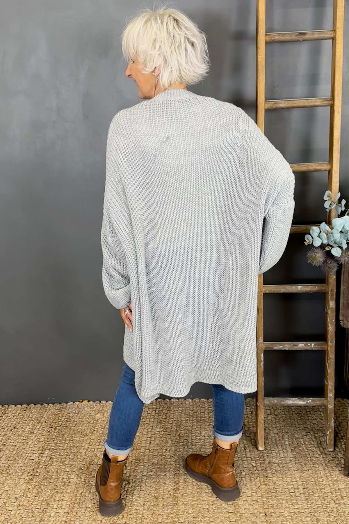 Gretchen Dipped Knitted Jumper Grey