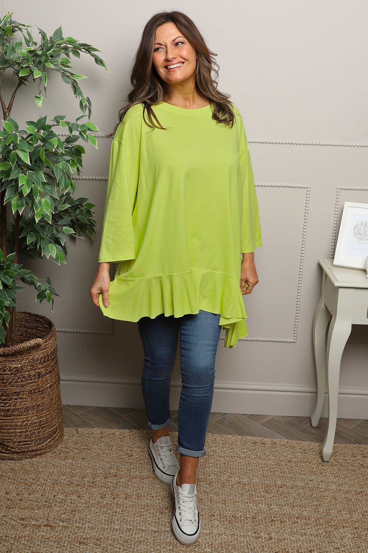Carey Frill Cotton Top Yellow