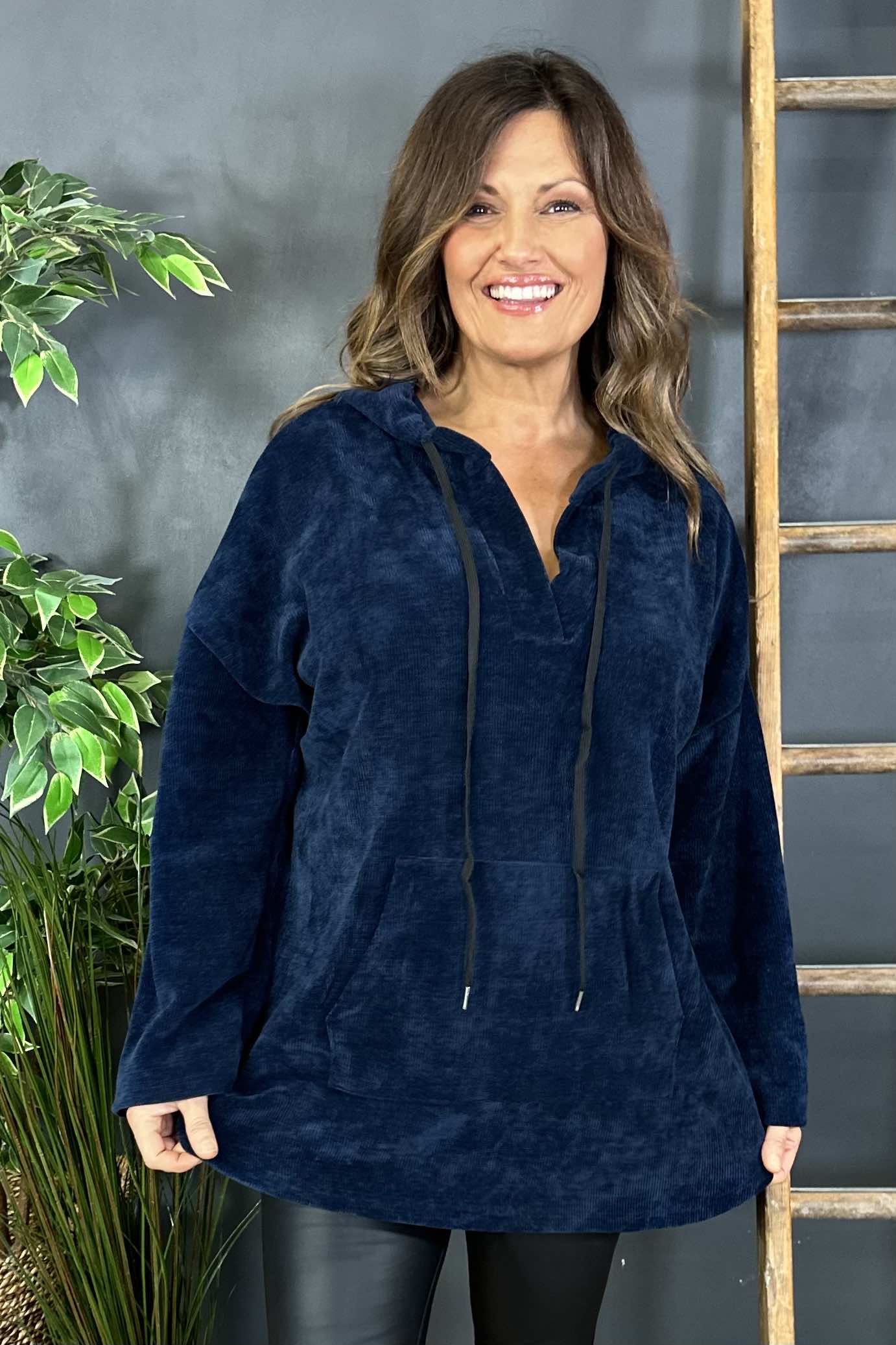 Melanie Hooded Top Navy