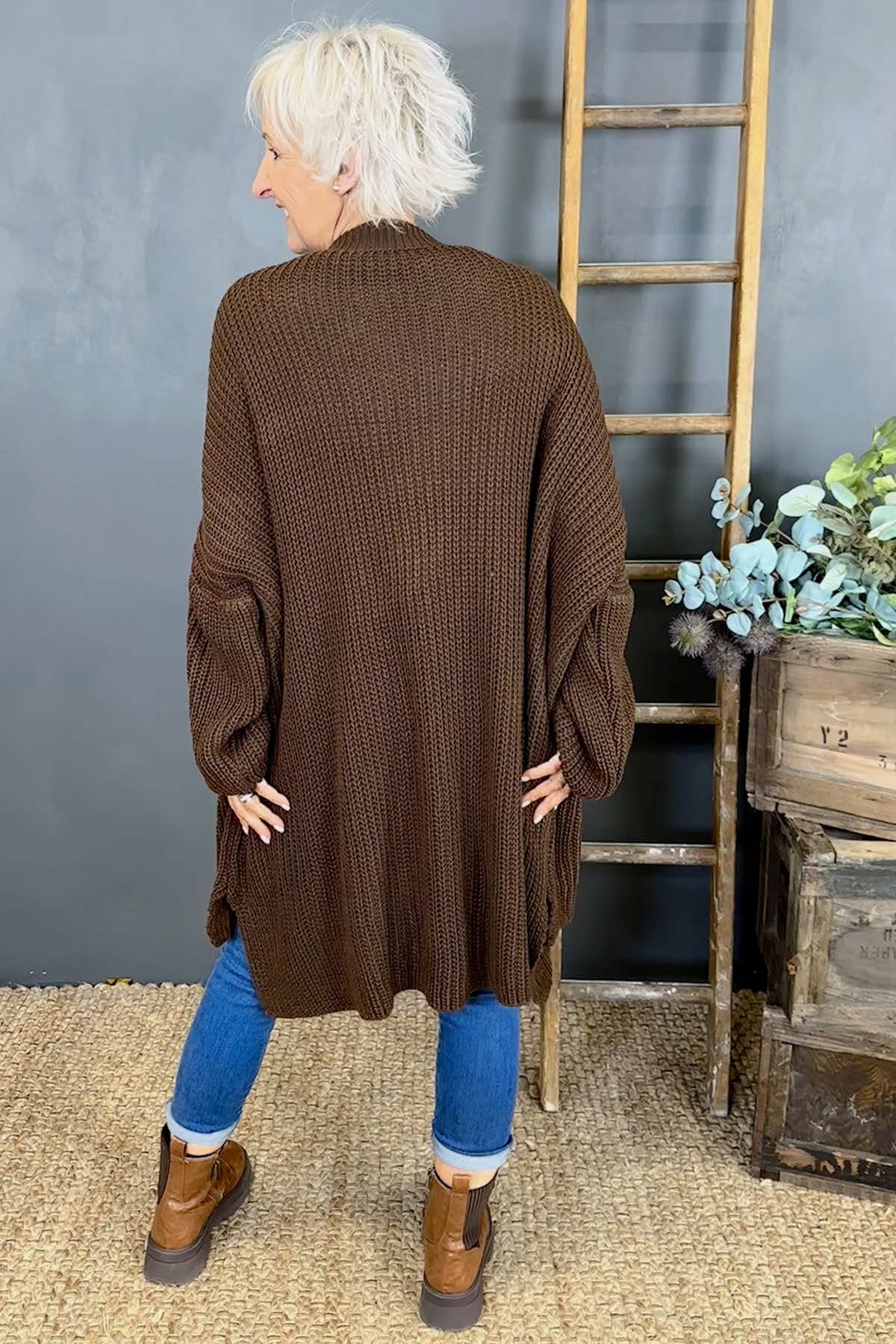 Gretchen Dipped Knitted Jumper Cocoa