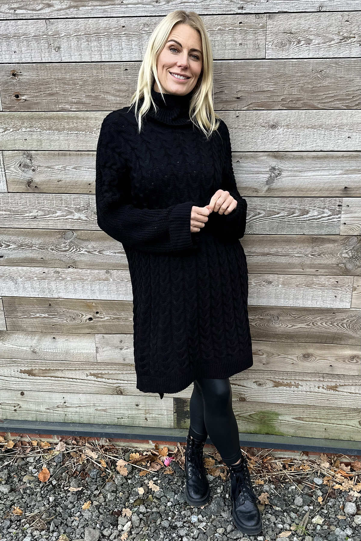 Clover Cable Knit Tunic Black