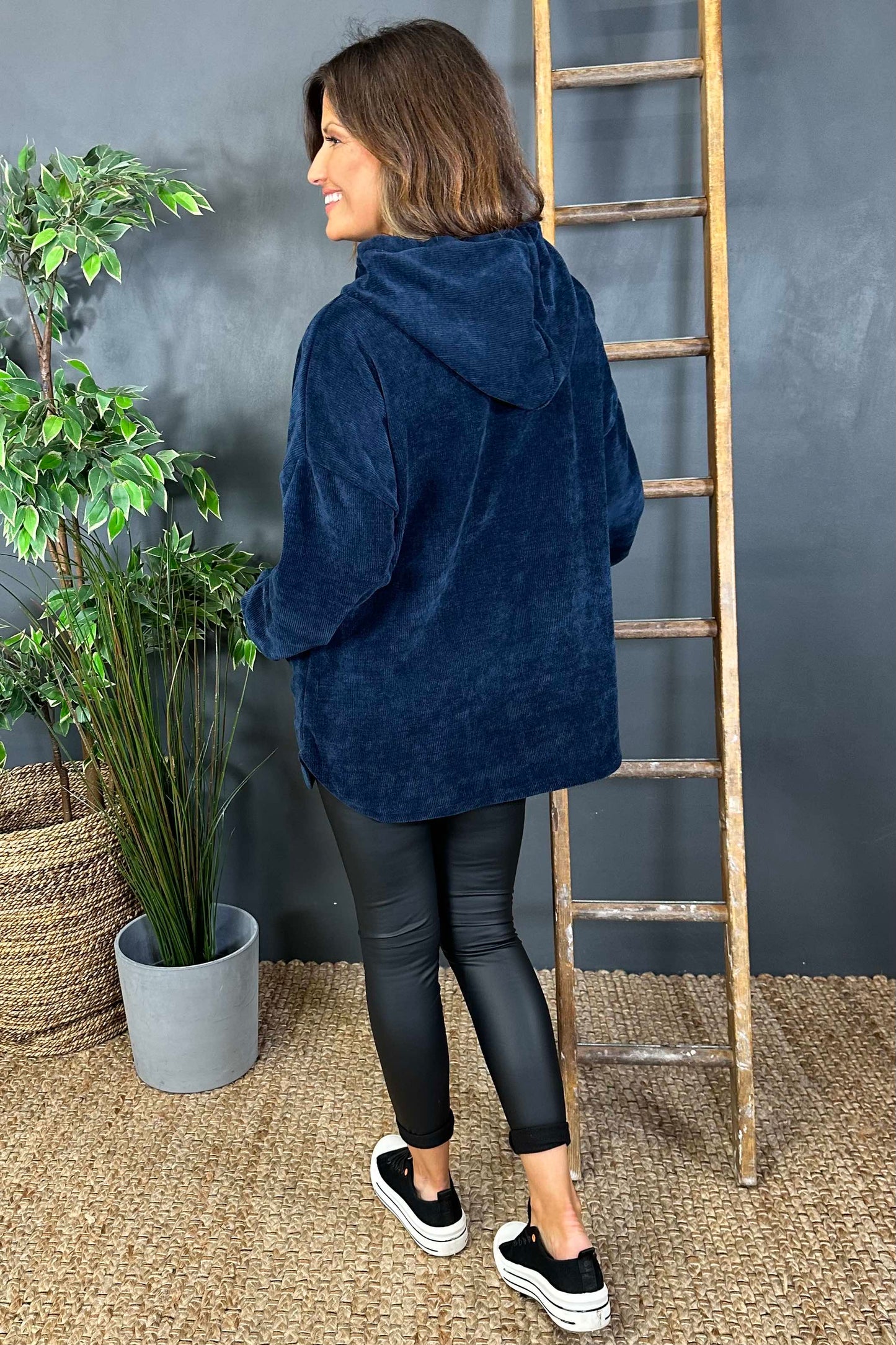 Melanie Hooded Top Navy