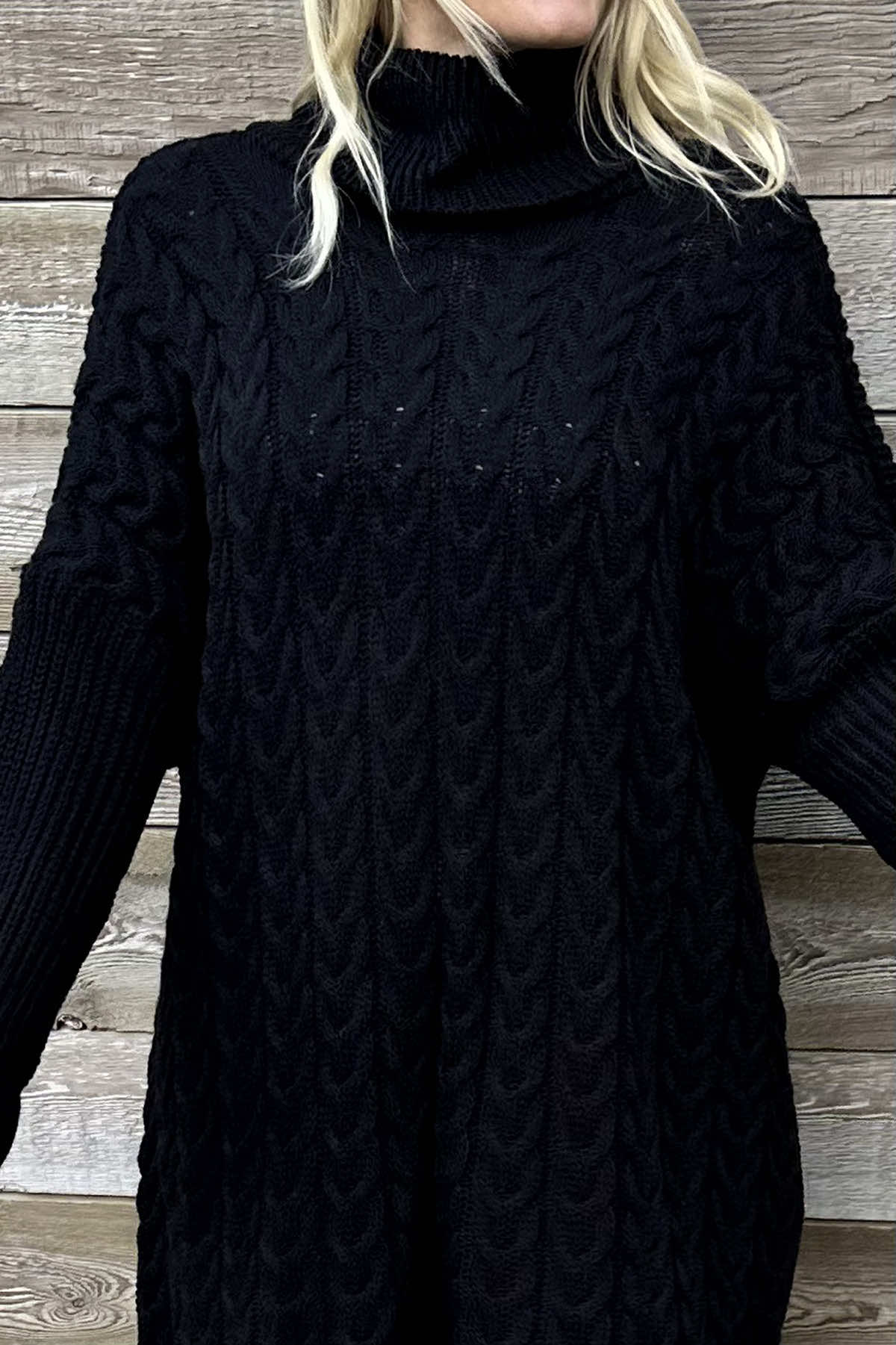 Clover Cable Knit Tunic Black