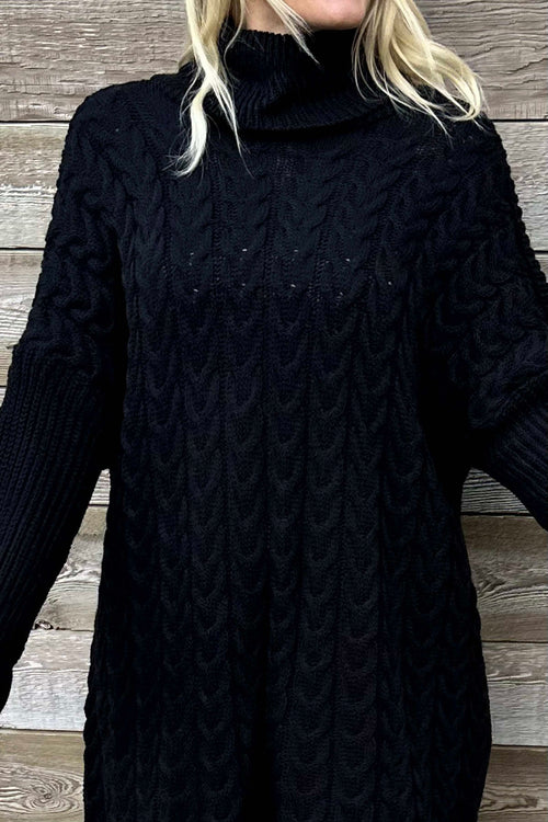 Clover Cable Knit Tunic Black - Image 3