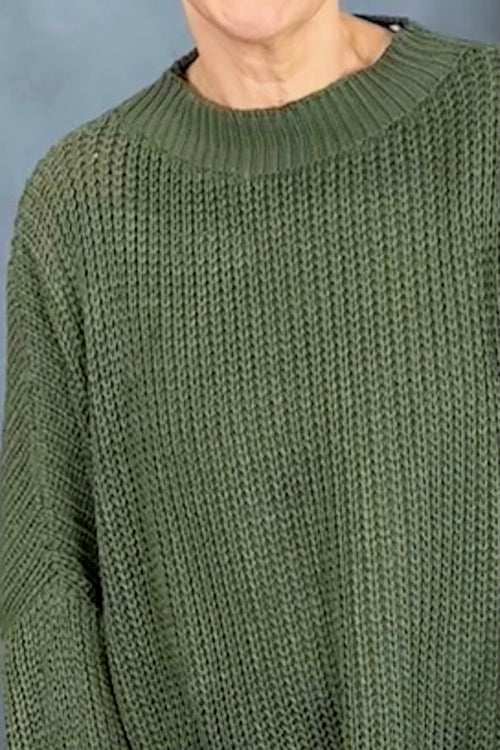 Gretchen Dipped Knitted Jumper Khaki - Image 3