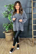 Melanie Hooded Top Mid Grey Mid Grey - Melanie Hooded Top Mid Grey