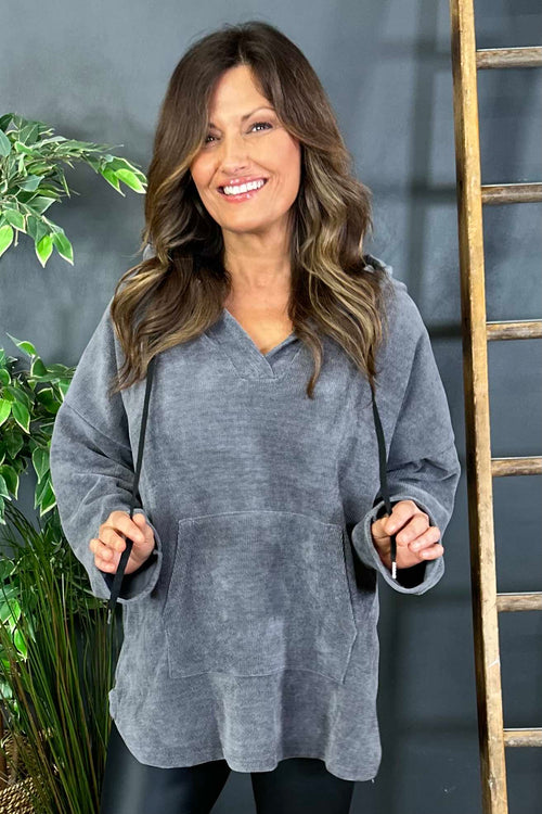 Melanie Hooded Top Mid Grey - Image 3