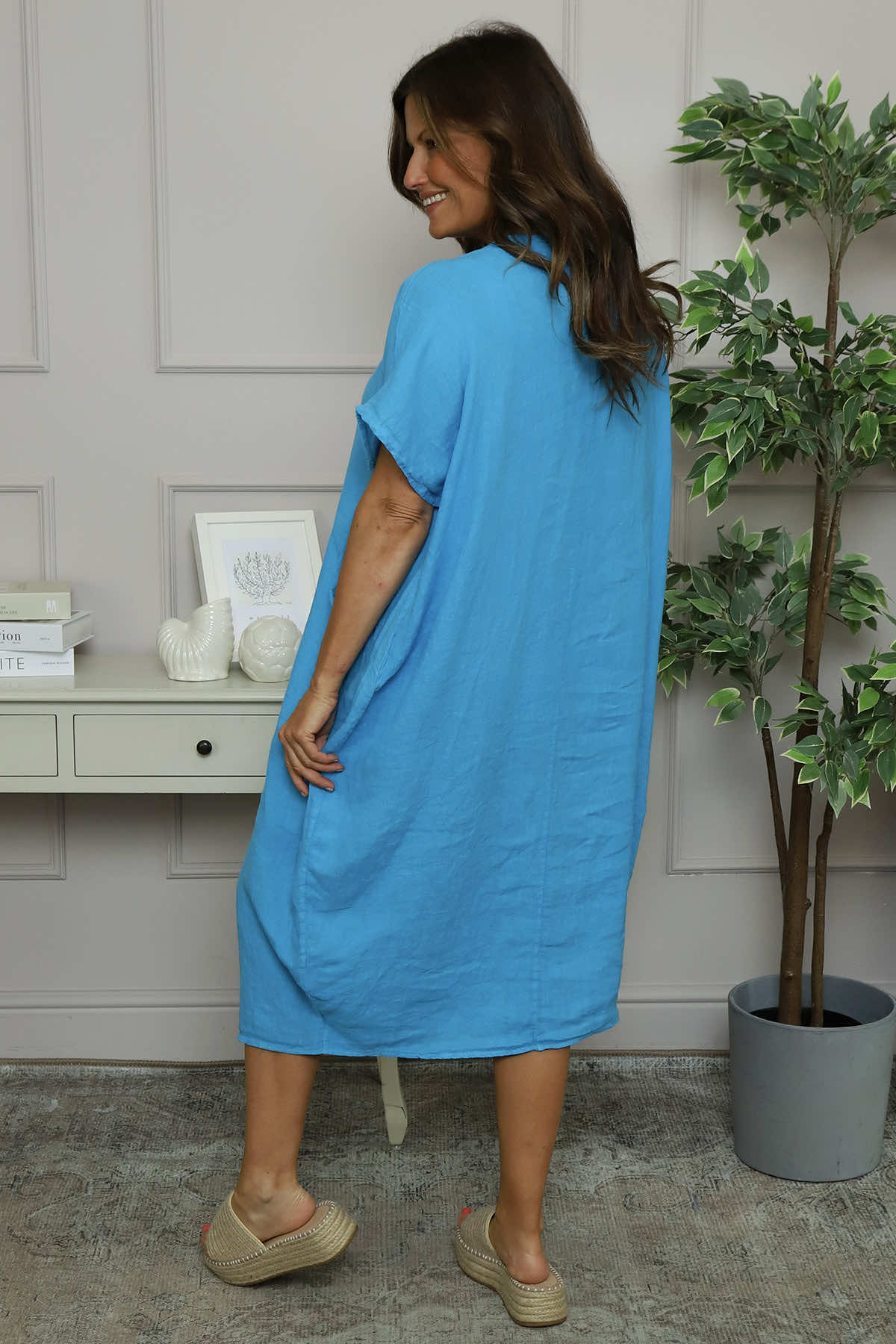 Fenella Linen Dress Kingfisher