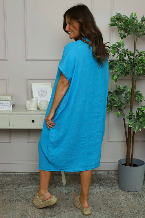 Fenella Linen Dress Kingfisher - Image 4