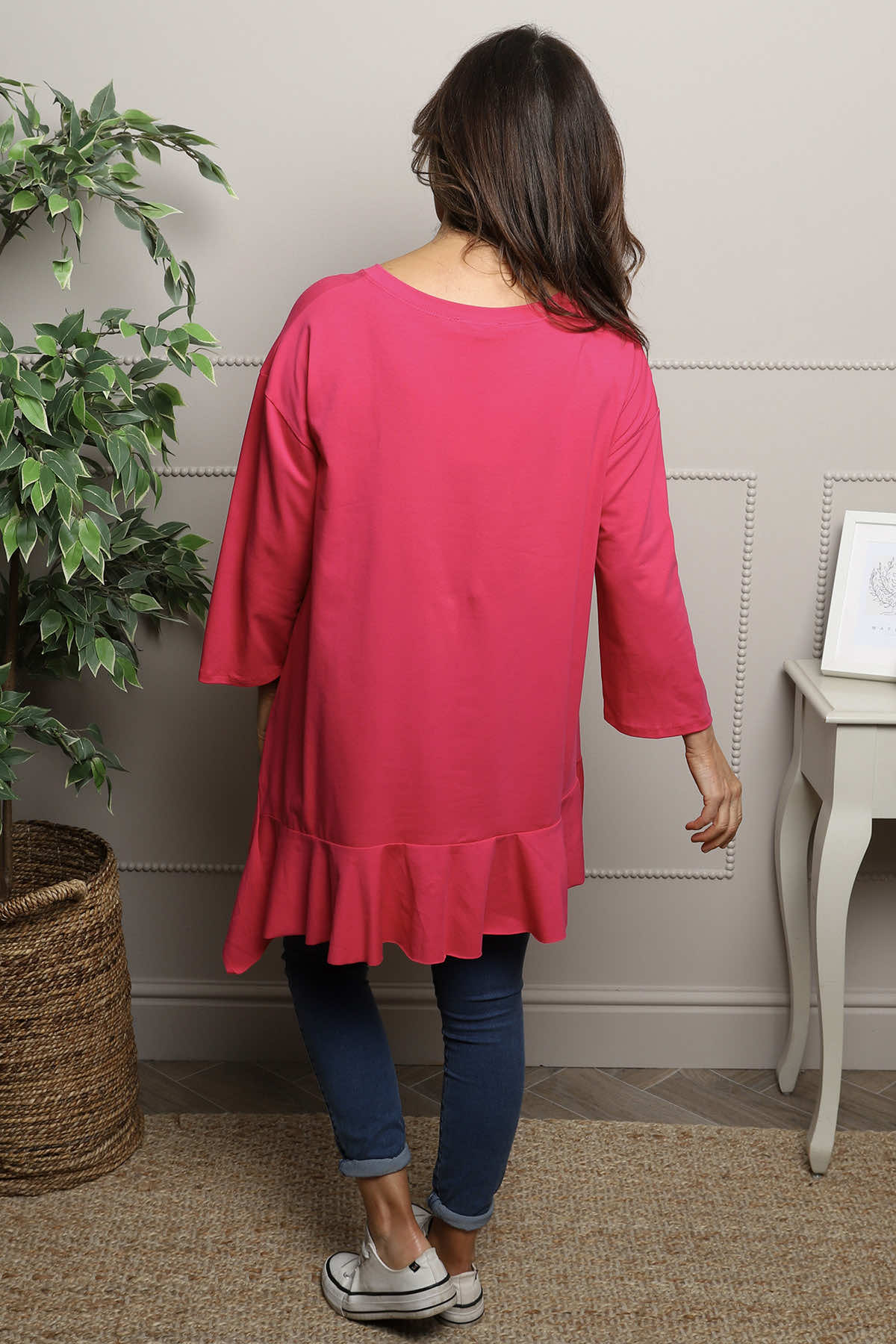 Carey Frill Cotton Top Fuchsia