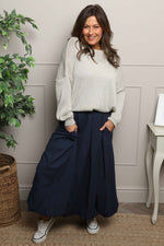 Wilfreda Puffball Cotton Skirt Navy Navy - Wilfreda Puffball Cotton Skirt Navy