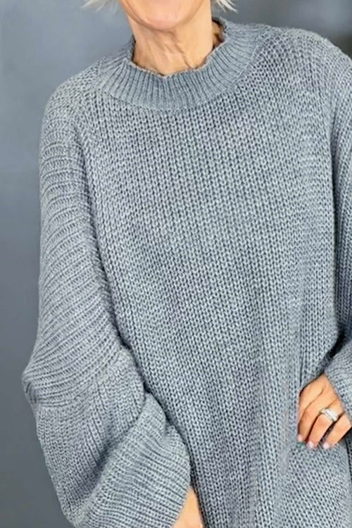 Gretchen Dipped Knitted Jumper Mid Grey - Image 3