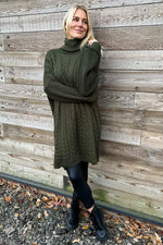 Clover Cable Knit Tunic Khaki Khaki - Clover Cable Knit Tunic Khaki