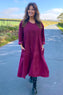 Cerys Cord Pocket Dress Burgundy