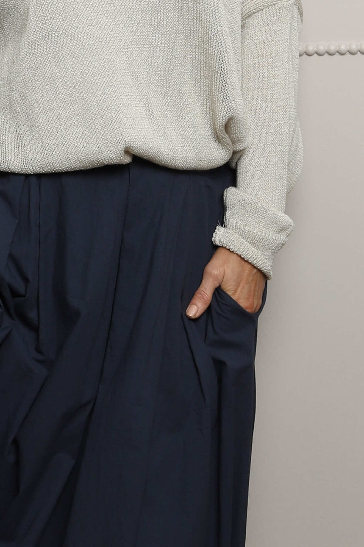 Wilfreda Puffball Cotton Skirt Navy